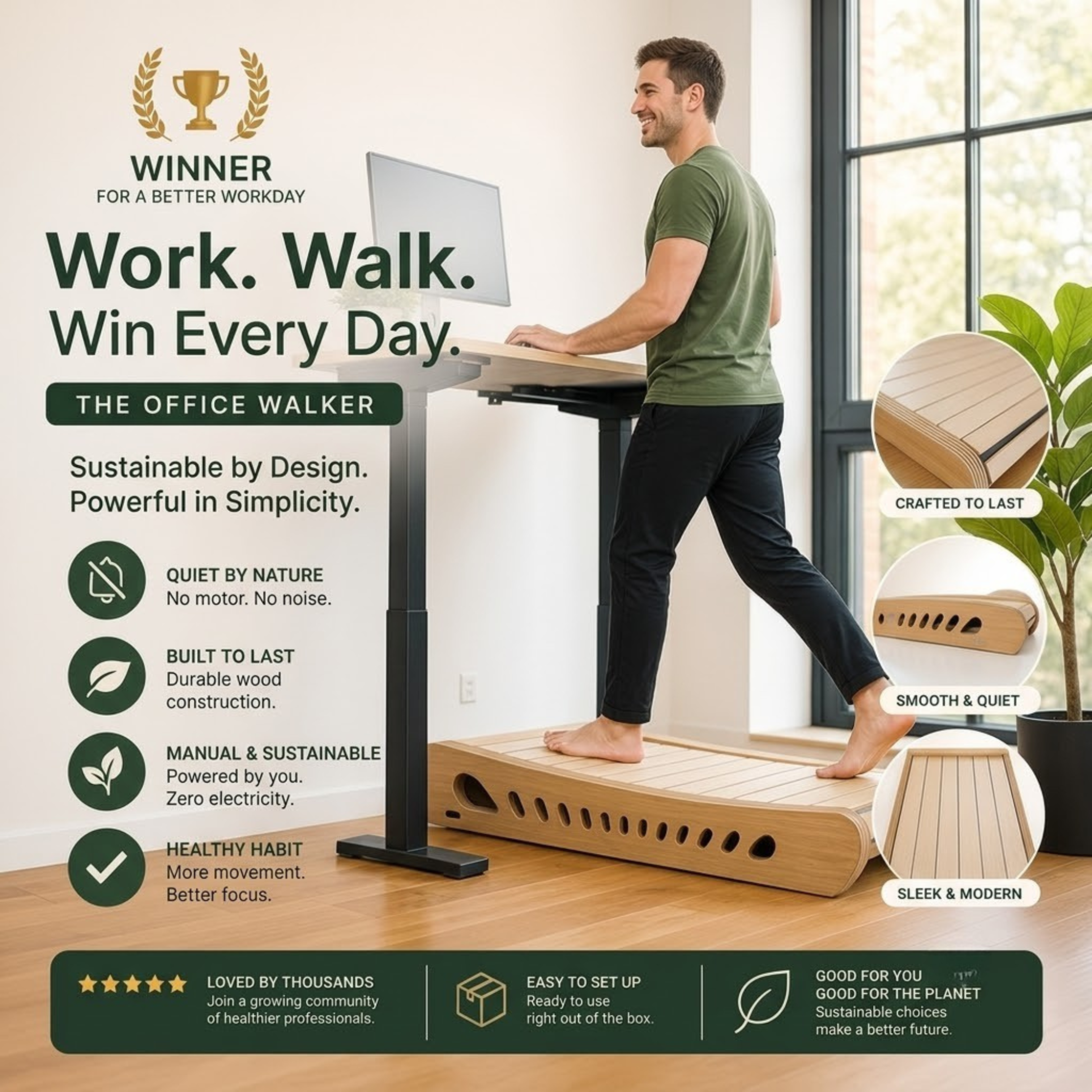Evermove Wooden Walking Treadmill